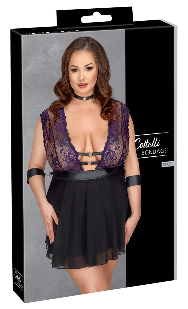 Verpackung des Cottelli BONDAGE Sets mit Babydoll, Halsband und Armfesseln