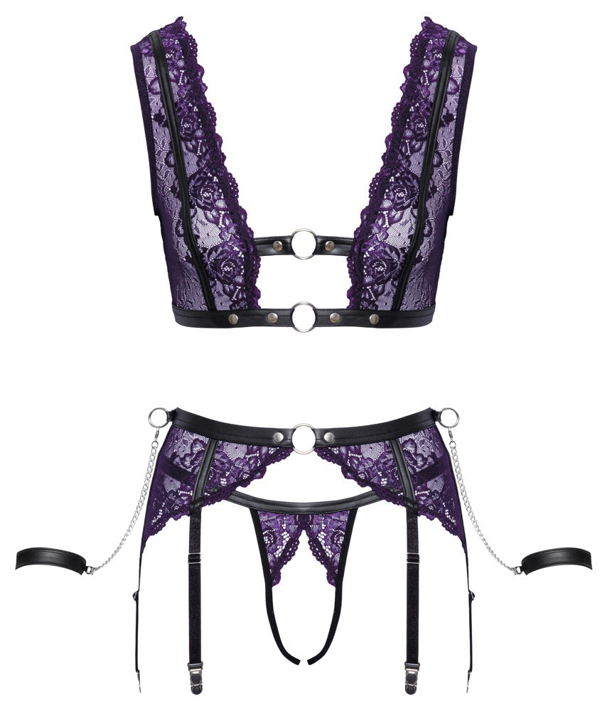 Cottelli BONDAGE Set mit Bralette, Strapsgurt und Handfesseln in Produktansicht