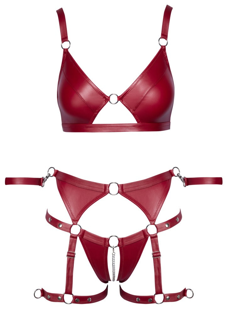 Cottelli BONDAGE Set mit Soft-BH, Straps-Slip, Fesseln und Kette als komplette Produktübersicht