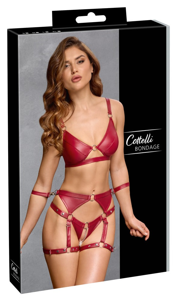 Verpackung des Cottelli BONDAGE Sets mit Produktabbildung im roten Mattlook