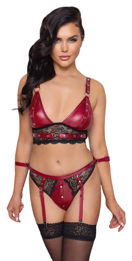 Cottelli BONDAGE Mattlook Dessous-Set mit Fesselriemen und Handfesseln