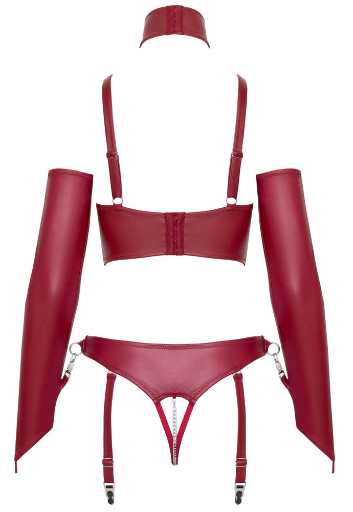 Rückansicht des Cottelli BONDAGE Sets im roten Wetlook