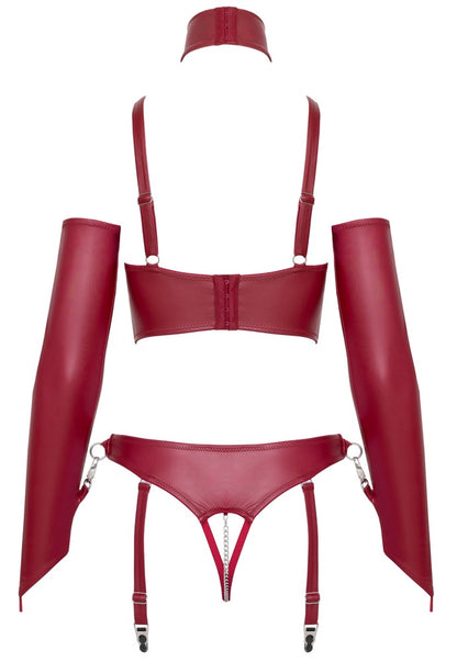 Rückansicht des Cottelli BONDAGE Sets im roten Wetlook
