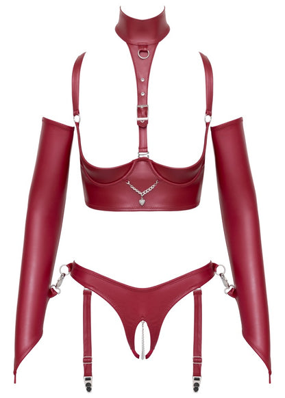 Cottelli BONDAGE Set Vorderansicht mit Hebe, String und Armstulpen