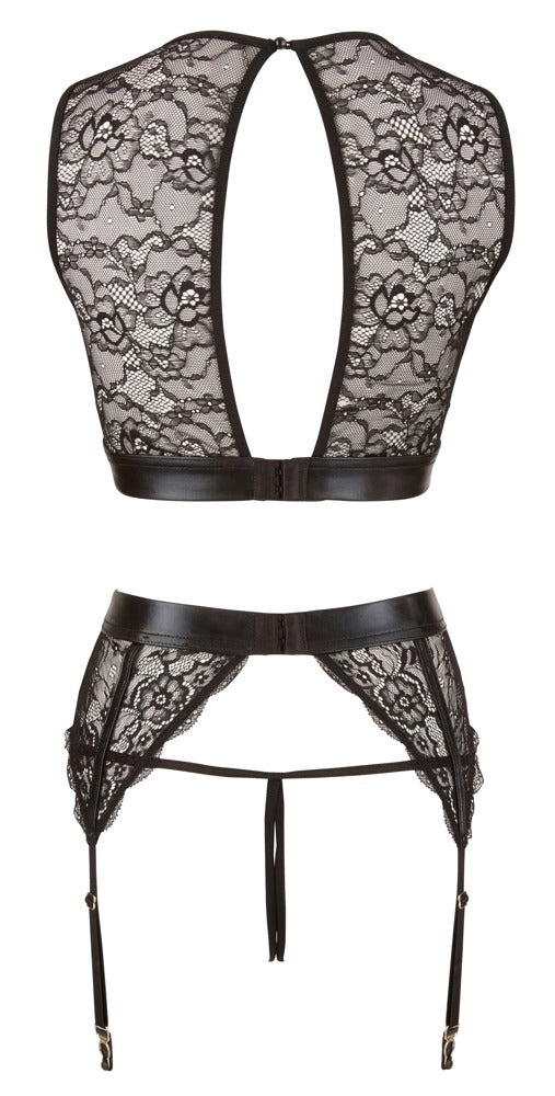 Detailansicht der Rückseite des Cottelli BONDAGE Sets aus Spitze und Wetlook