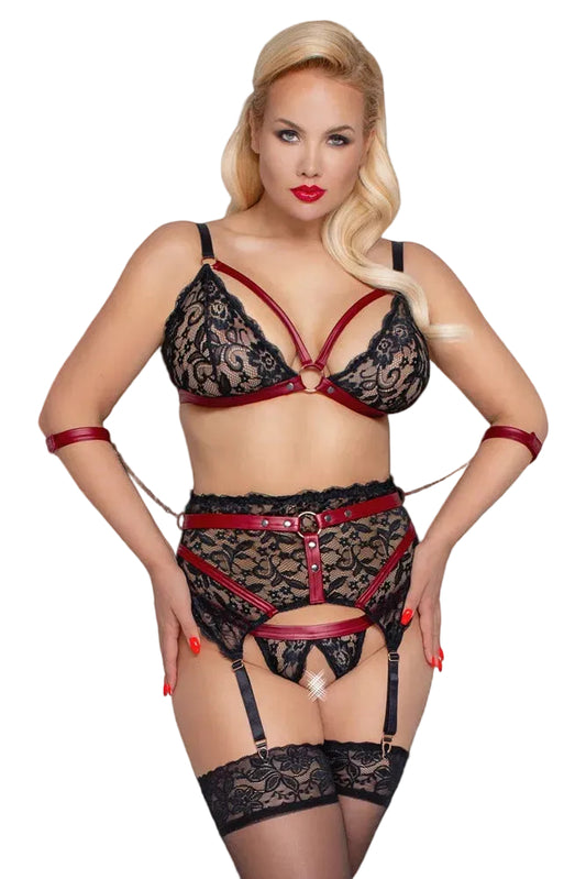 Cottelli BONDAGE Straps-Set mit schwarzer Spitze und Armfesseln