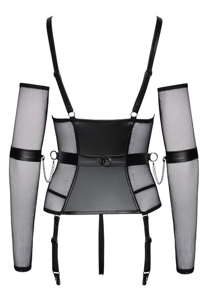 Rückansicht des Cottelli BONDAGE Strapshemd Sets mit verstellbaren Strapsen
