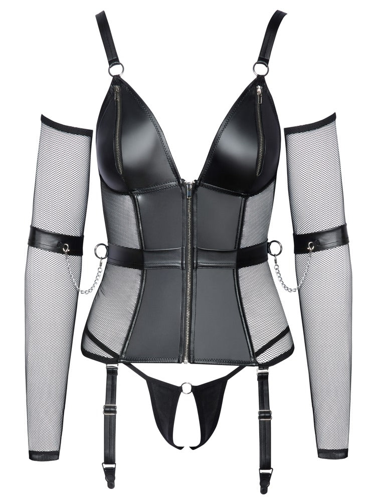 Freisteller des Cottelli BONDAGE Strapshemd Sets mit Armstulpen Vorderansicht