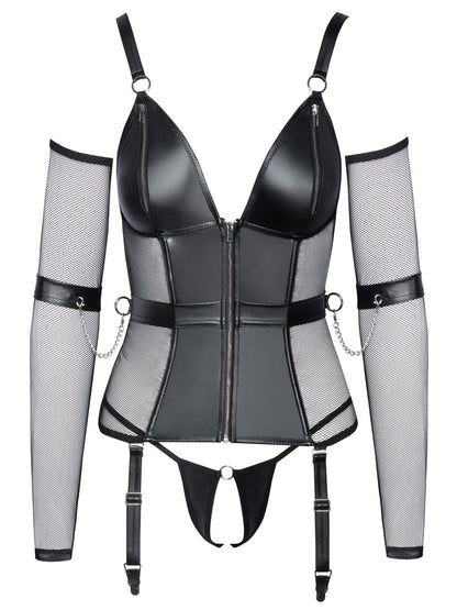 Freisteller des Cottelli BONDAGE Strapshemd Sets mit Armstulpen Vorderansicht
