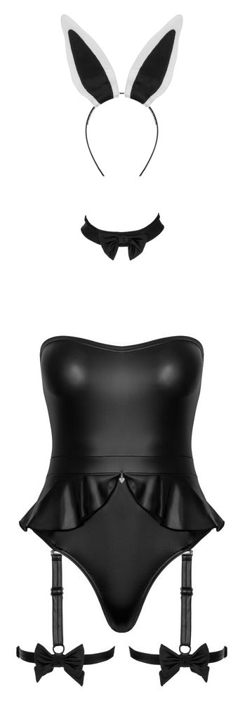 Freisteller des schwarzen Cottelli COSTUMES Bunny Body mit schulterfreiem Body und Bunny-Accessoires