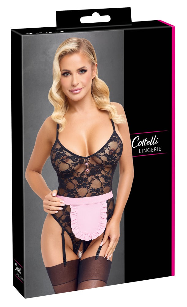 Verpackung des Cottelli COSTUMES Dienstmädchen-Kostüms mit Straps-Riobody ouvert aus Spitze