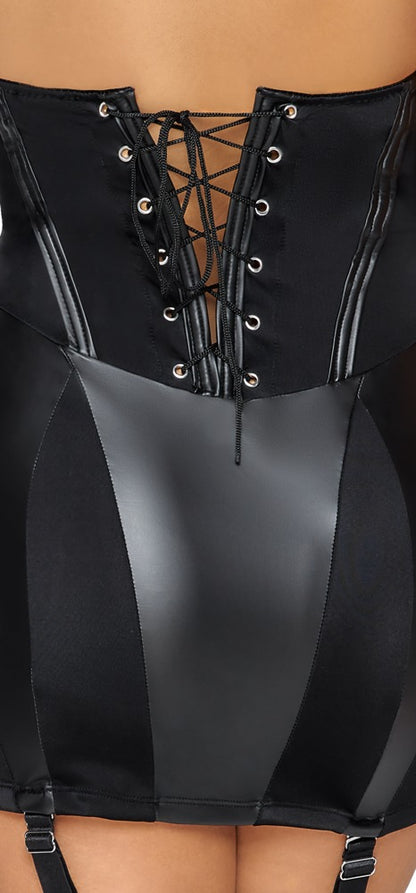 Detailansicht des schwarzen Cottelli COSTUMES Domina-Kostüms mit Mattlook-Einsatz