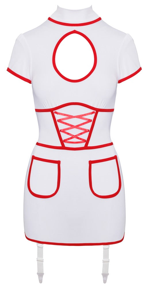 Cottelli COSTUMES Krankenschwester-Kleid in Weiß mit roten Details als Vorderansicht