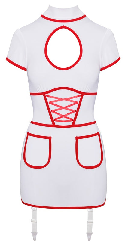 Cottelli COSTUMES Krankenschwester-Kleid in Weiß mit roten Details als Vorderansicht