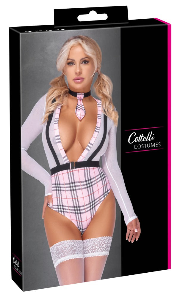 Verpackung des Cottelli COSTUMES Schuluniform-Kostüms mit Langarm-Body und Krawatten-Halsband