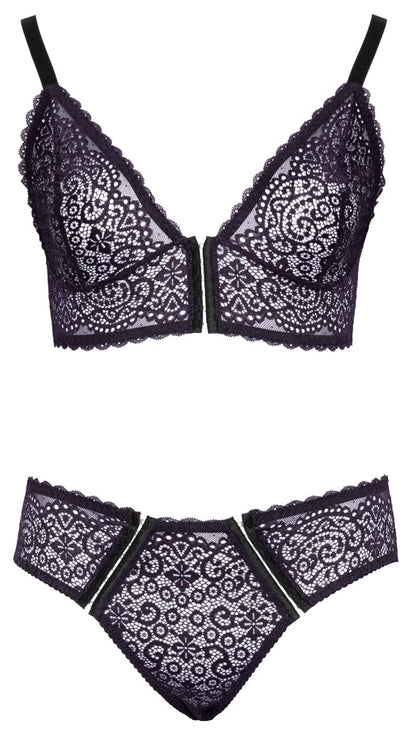 Cottelli CURVES Bralette und Slip aus lila Spitze in freigestellter Frontansicht