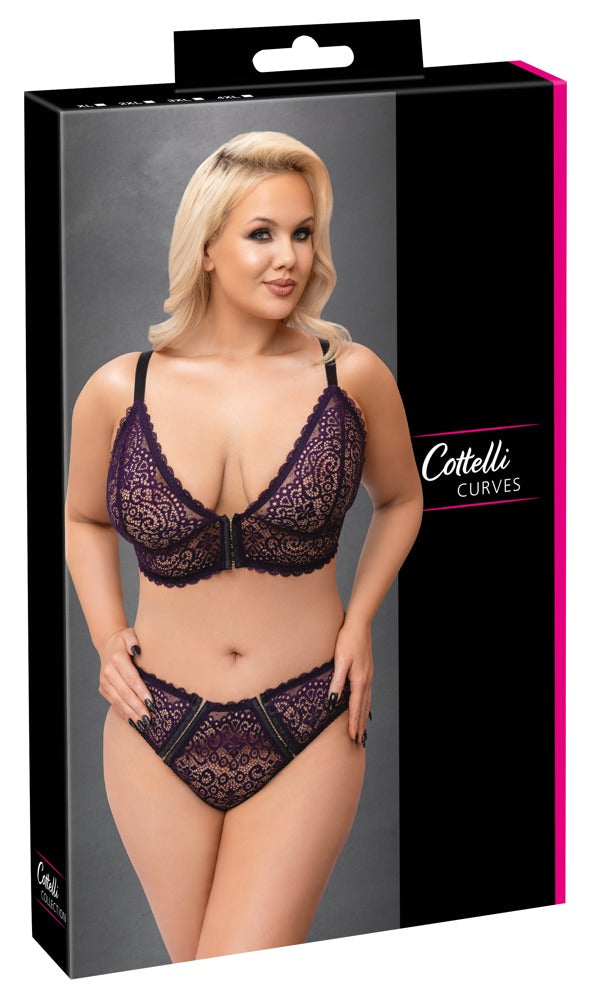 Cottelli CURVES Bralette-plus-Slip-Set in Lila in der Originalverpackung