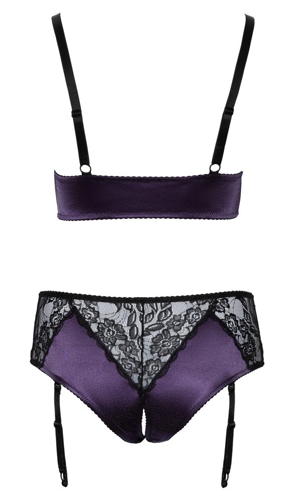 Rückansicht des Cottelli CURVES Bralette-Sets mit Satin, Spitze und Straps-Slip