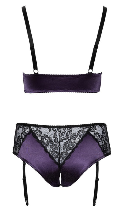 Rückansicht des Cottelli CURVES Bralette-Sets mit Satin, Spitze und Straps-Slip