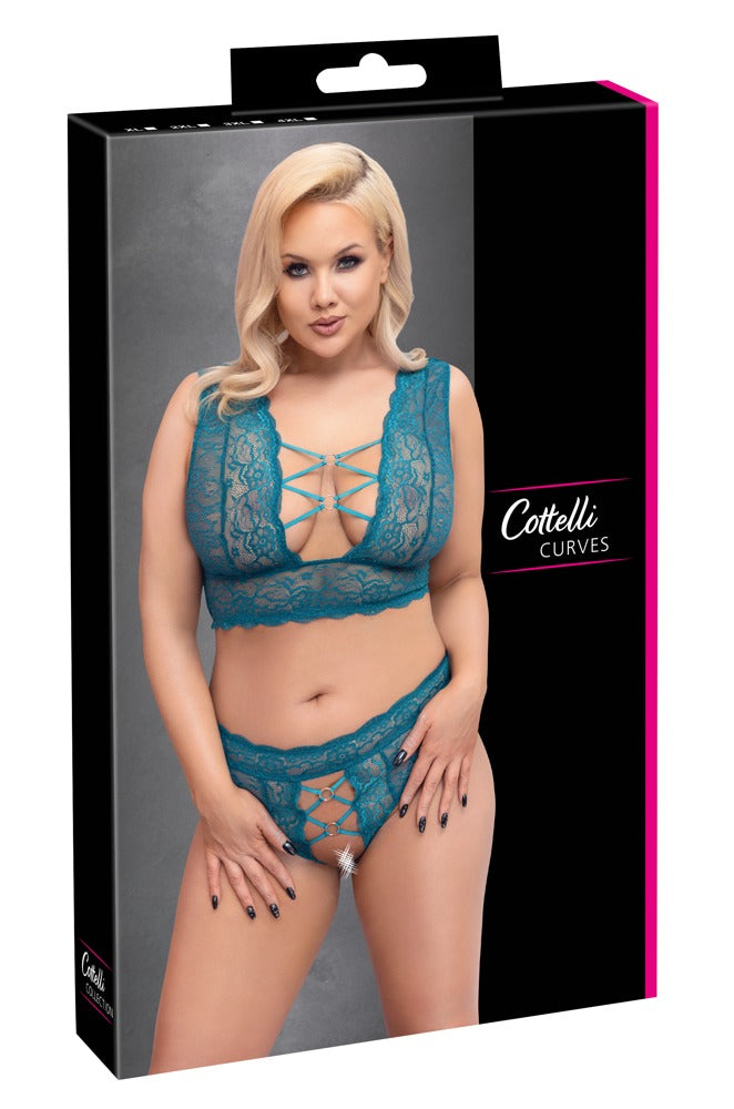Cottelli CURVES Bralette-Set in Petrol in der Originalverpackung mit Produktabbildung