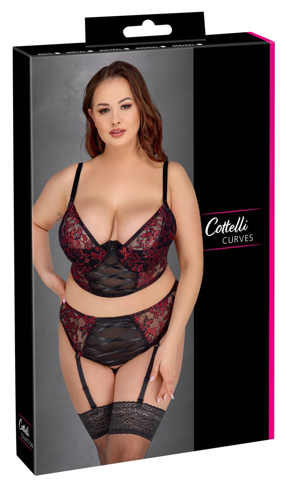 Cottelli CURVES Longline-BH plus Straps-Slip in der Originalverpackung mit Modelabbildung