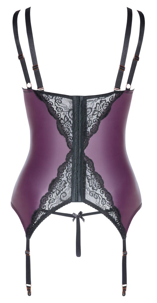 Rückansicht des Cottelli CURVES Strapshemd-Sets mit verstellbaren Trägern und Strumpfhaltern