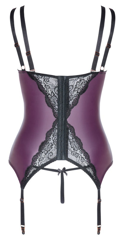 Rückansicht des Cottelli CURVES Strapshemd-Sets mit verstellbaren Trägern und Strumpfhaltern