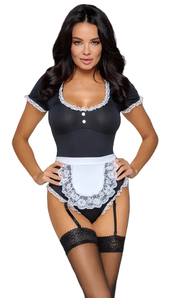 Cottelli COSTUMES Kellnerinnen-Kostüm mit Spitzenrüschen und Schürze