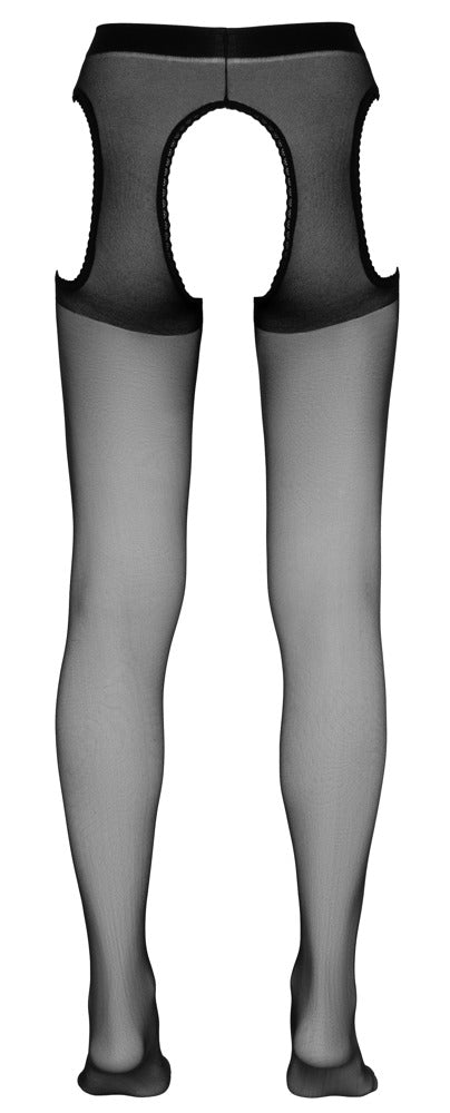 Rückansicht der schwarzen Cottelli LEGWEAR Straps-Strumpfhose mit verstärktem Höschenteil und Cut-outs