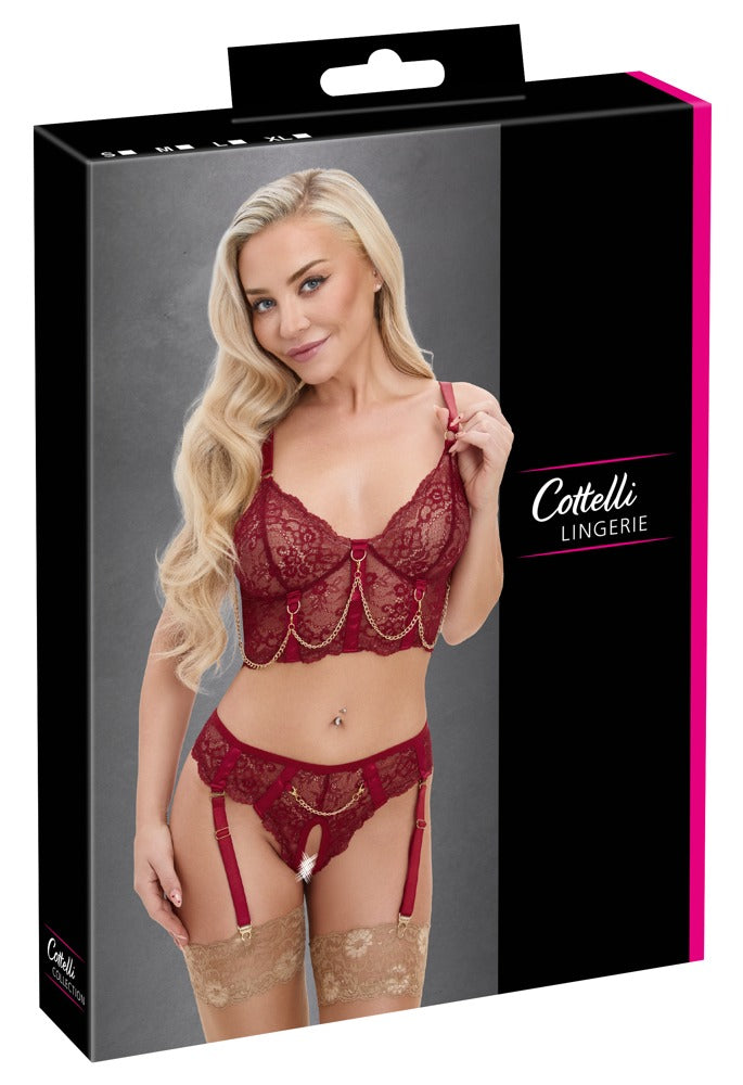 Cottelli LINGERIE Longline-BH-Set mit Ouvert-Riostring in der Originalverpackung