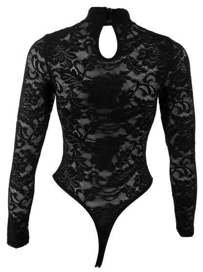 Freigestellte Rückansicht des Cottelli LINGERIE Riobodys mit Ornament-Spitze und Riostring-Schnitt