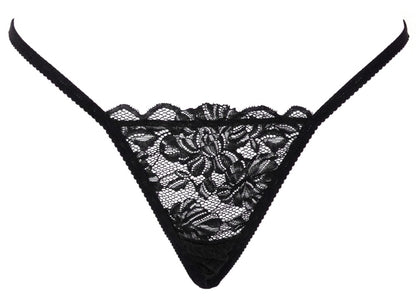 Cottelli LINGERIE Schmuck-String mit zarter schwarzer Spitzenfront in der Vorderansicht
