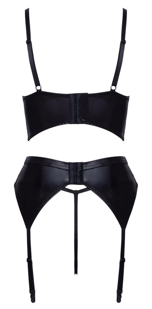 Rückansicht des Cottelli LINGERIE Straps-Sets mit verstellbaren Verschlüssen und Strumpfhaltern