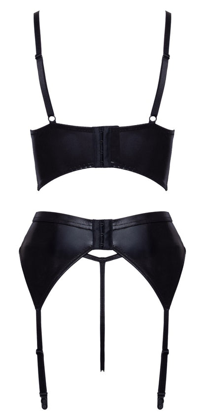 Rückansicht des Cottelli LINGERIE Straps-Sets mit verstellbaren Verschlüssen und Strumpfhaltern