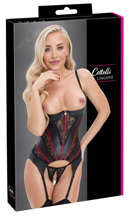 Cottelli LINGERIE Strapshemd-Set mit Ouvert-String in der Originalverpackung
