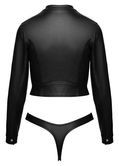 Freigestellte Rückansicht des Cottelli PARTY Sets mit Cropped Jacke und schwarzem Riostring