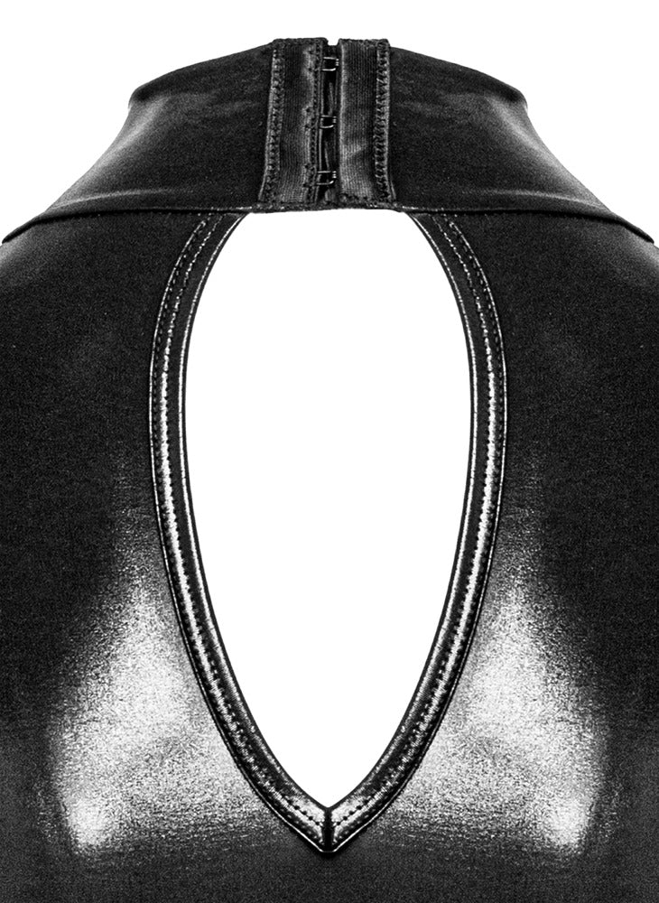 Detailansicht des großen Dekolleté-Ausschnitts mit Stehkragen des Cottelli PARTY Clubwear-Sets