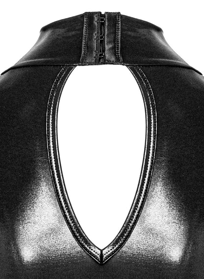 Detailansicht des großen Dekolleté-Ausschnitts mit Stehkragen des Cottelli PARTY Clubwear-Sets