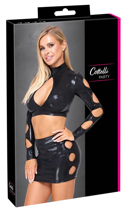 Produktverpackung des Cottelli PARTY Clubwear-Sets mit Crop-Top und Minirock