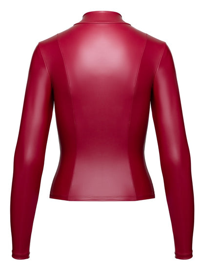 Rückansicht des roten Cottelli PARTY Mattlook-Langarm-Tops mit taillierter Schnittführung