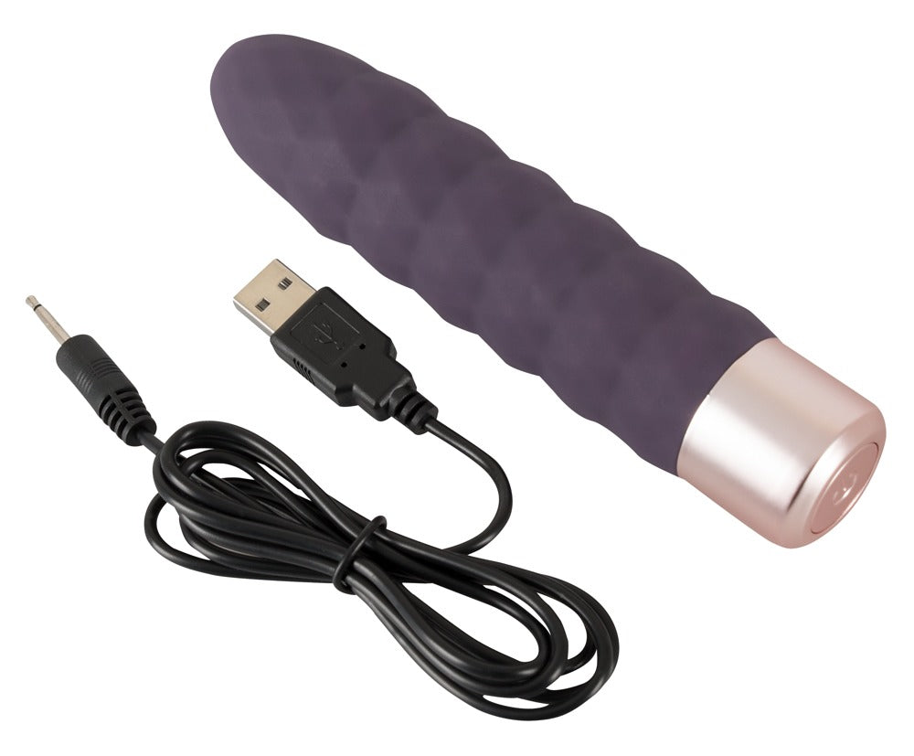 Elegant Series Diamond Vibe mit USB-Ladekabel und Ladeanschluss in Produktansicht