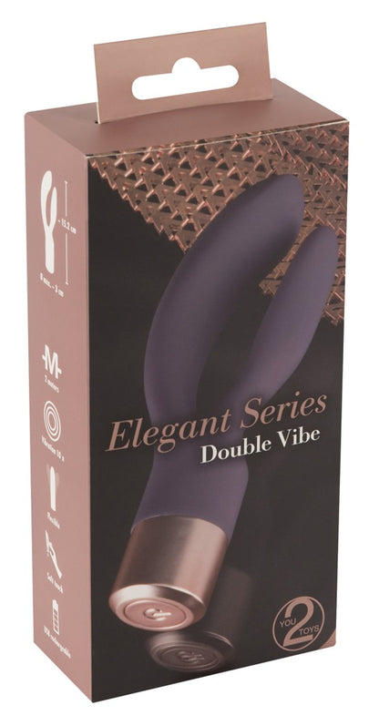 Elegant Series Double Vibe Rabbitvibrator in Lila in der Originalverpackung mit Produktabbildung