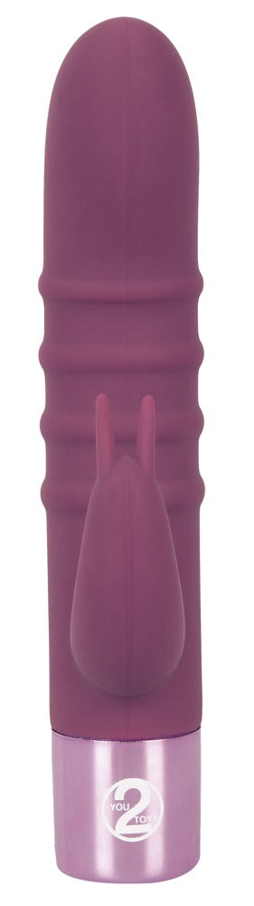 Elegant Series Rabbit Vibe in Lila in Vorderansicht mit kompaktem Schaft und flexiblem Rabbit-Arm