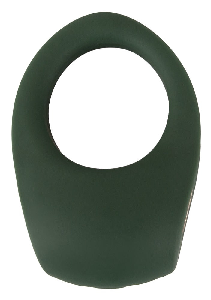 Emerald Love Luxurious Vibro Cock Ring in Rückansicht mit glatter grüner Oberfläche und runder Ringöffnung