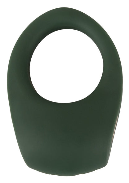 Emerald Love Luxurious Vibro Cock Ring in Rückansicht mit glatter grüner Oberfläche und runder Ringöffnung