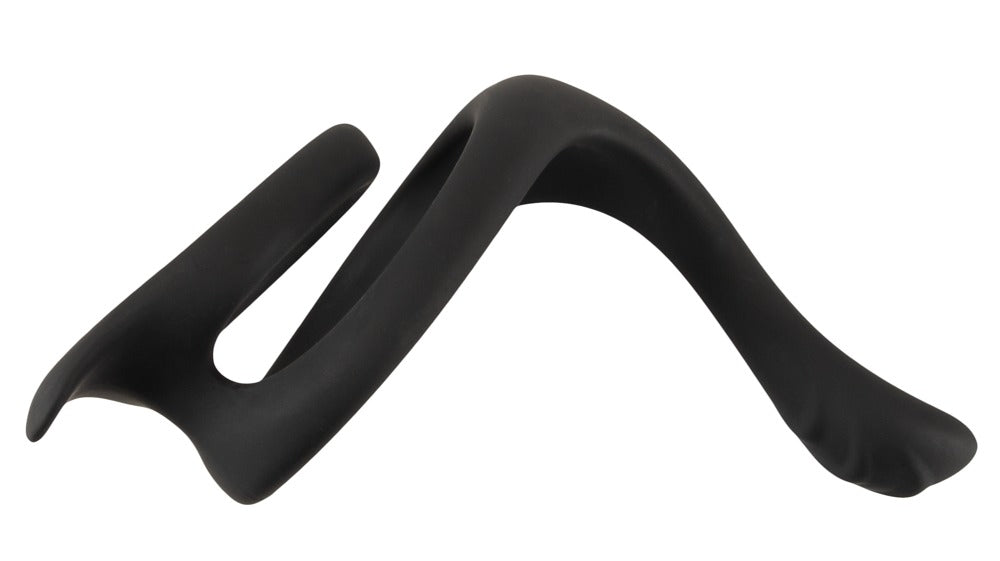 Erecto Cock & Ball Ring in Draufsicht mit flexiblem Ring-System und gebogenem Stimulatorarm