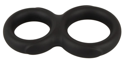 Erecto Double Cock Ring in schräger Perspektivansicht mit zwei unterschiedlich positionierten verbundenen Ringen