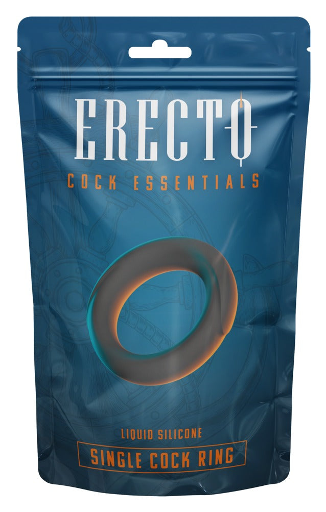 Erecto Single Cock Ring aus schwarzem Liquid-Silikon in der Originalverpackung