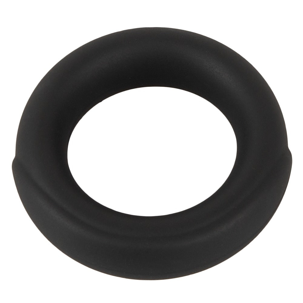 Erecto Single Cock Ring in Vorderansicht mit runder Öffnung und weicher schwarzer Silikonoberfläche