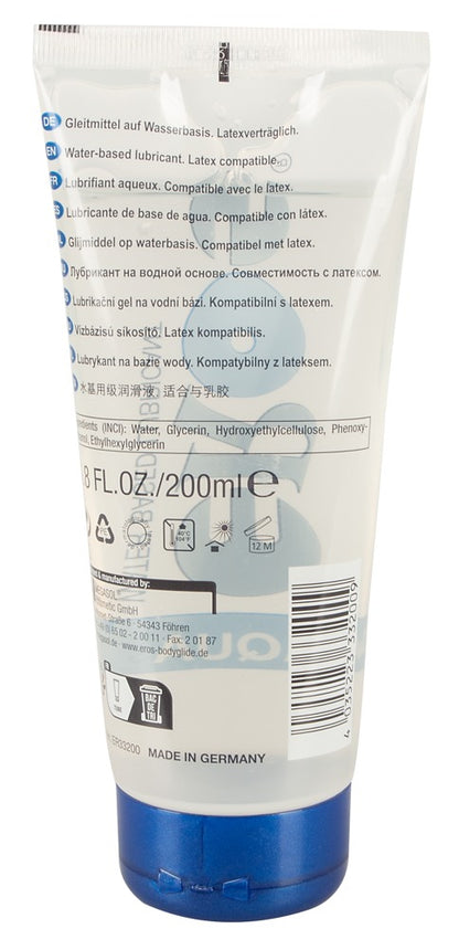 Rückseite des EROS Aqua Gleitgels mit Produktinformationen